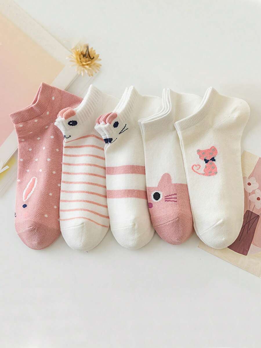 5pairs Cartoon Graphic Ankle Socks - Multicolor - View 1