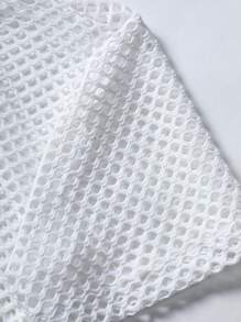 Manfinity Homme 男士镂空纯色休闲纽扣短袖衬衫，可作为男朋友的礼物