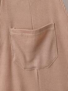 SHEIN 小男童素色口袋貼布背帶連身褲 - 杏色 - 查看 6