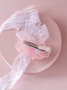 2入組女孩花和人造珍珠裝飾優雅髮夾適合婚禮