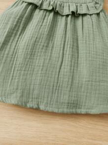 SHEIN Bebé Vestido con bordado floral ribete con fruncido - verde menta - Ver 4