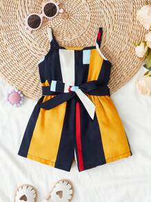 SHEIN Rompers Em bé Thắt lưng Khối Màu - Nhiều màu - Xem 1