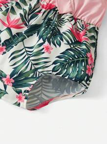 SHEIN Baby Tropical Print Ruffle Trim Cami Bodysuit - Multicolor - View 4