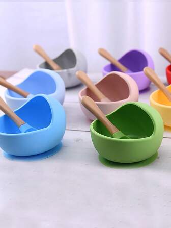 1pc Silicone Bowl With 1pc Spoon