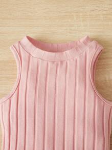 Baby Girl 2pcs Ribbed Knit Bodysuit - White - View 4