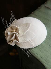 1入組女士花卉裝飾100%羊毛優雅日常生活帽