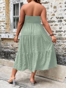 Breezaya Plus Size Boho Ruffle Hem Tube Dress, For Summer - Mint Green - View 2