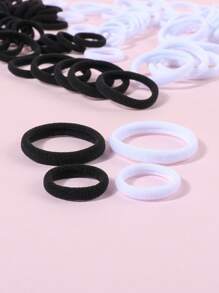 100pcs Simple Basic Seamless Non-Damaging Elastic Hair Ties For Girls And Moms, Suitable For Daily Use - Black and White - View 3
