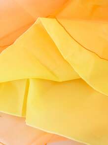 Toddler Girls Cold Shoulder Bow Front Mesh Overlay Gown Dress - Yellow - View 3