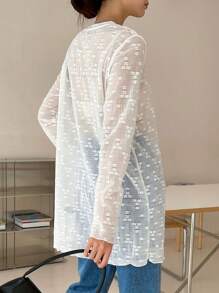 DAZY Solid Sheer Mesh Top Without Bra - White - View 2