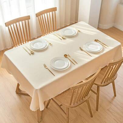 1 件防水防油桌布,tpu 塗層,純色餐桌,書桌,咖啡桌布
