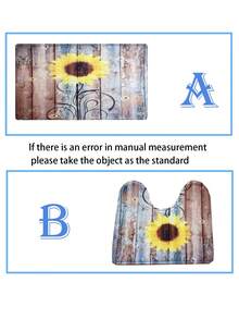 1入組向日葵圖案浴室毯或者1入組淋浴滌綸浴簾或者浴室毯 - 咖啡棕 - 查看 4
