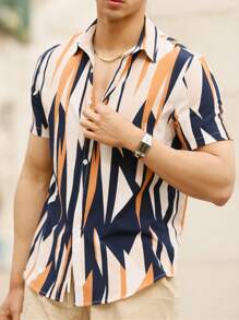 Manfinity Homme Men Geo Print Shirt Without Tee - Multicolor - View 1