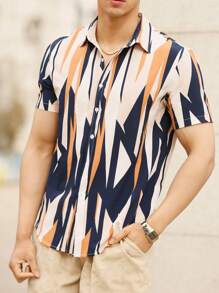 Manfinity Homme Men Geo Print Shirt Without Tee - Multicolor - View 4