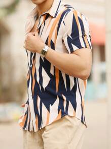 Manfinity Homme Men Geo Print Shirt Without Tee - Multicolor - View 5