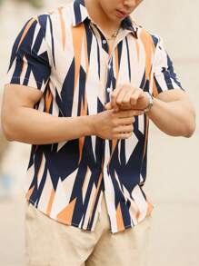 Manfinity Homme Men Geo Print Shirt Without Tee - Multicolor - View 6