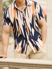 Manfinity Homme Men Geo Print Shirt Without Tee - Multicolor - View 7