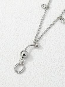 Rhinestone Thư Mặt dây chuyền Vòng eo - Bạc - Xem 2
