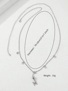 Rhinestone Thư Mặt dây chuyền Vòng eo - Bạc - Xem 3