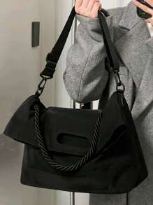 大碼郵差包尼龍素色黑色