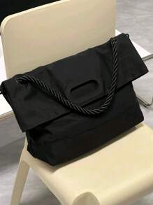 大碼郵差包尼龍素色黑色