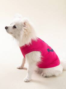 1入組船錨圖案寵物背心適用於狗狗和貓適合夏天 - 玫紅色 - 查看 4