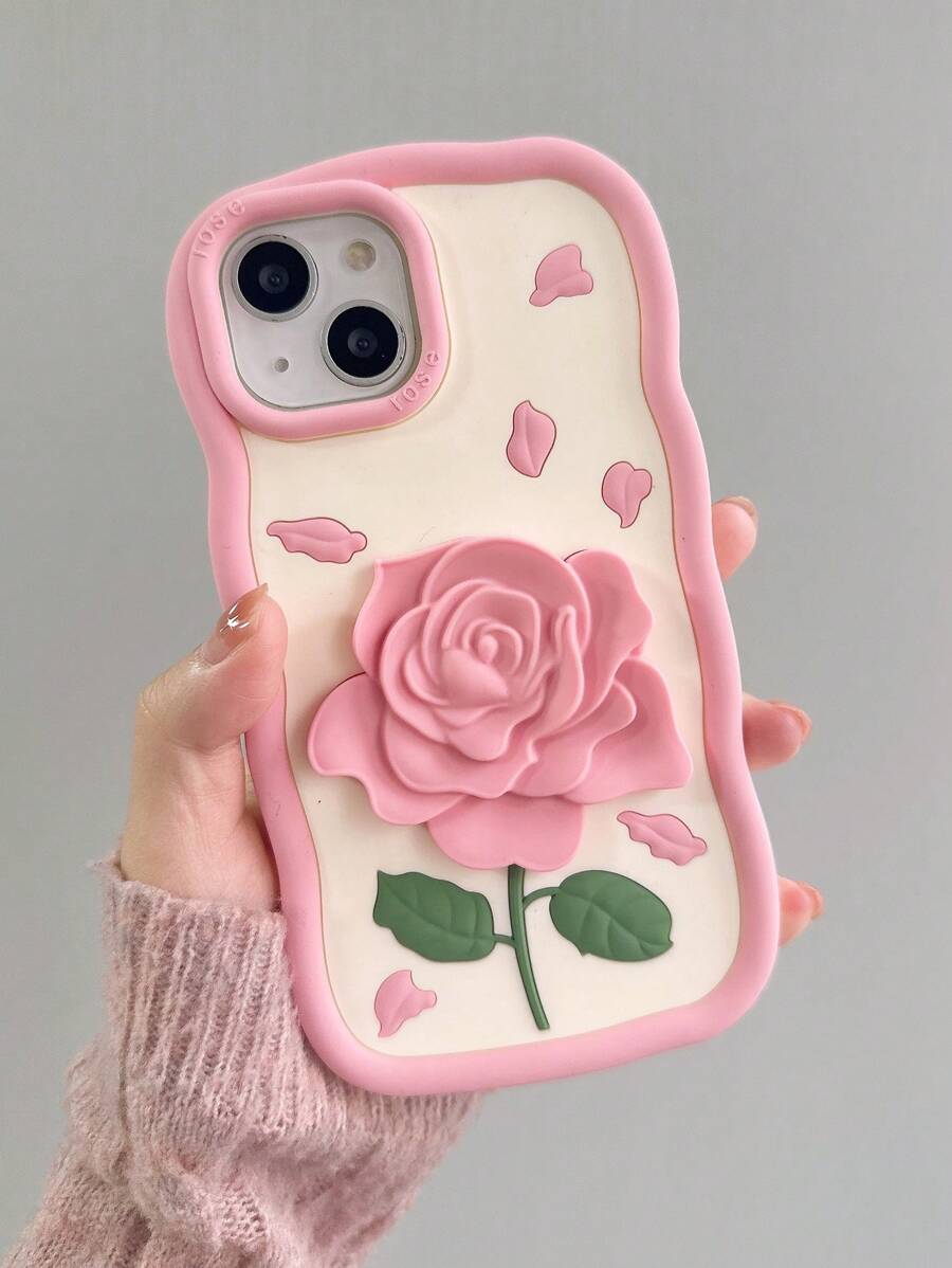 1入組玫瑰矽膠保護殼，適用於蘋果iPhone 13/14 Pro Max/11/12，可愛全包覆式軟殼，防摔女孩手機殼 - 彩色 - 查看 1