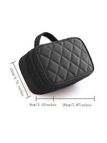 旅行男女化妝包雙層方便收納盥洗包化妝包化妝收納盒化妝收納化妝袋化妝盒女孩化妝工具媽媽媽媽媽媽感恩節禮物 - 黑色 - 查看 2