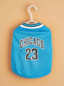 1 cái áo thun thú cưng họa tiết chữ cái cho chó và mèo cho mùa hè - Màu xanh lam - Xem 2