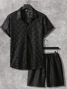 Manfinity RSRT Men Geo Pattern Shirt & Shorts