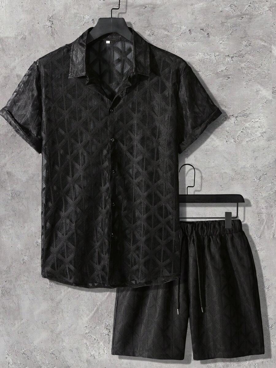 Manfinity RSRT Men Geo Pattern Shirt & Shorts