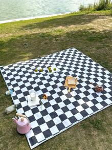 1pc Printed Picnic Mat - Black and White - View 1