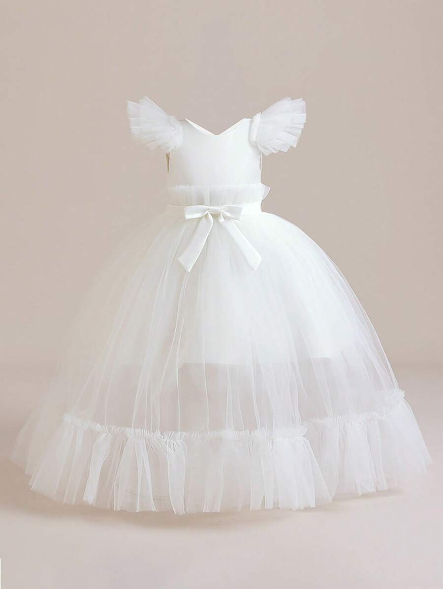 青少女蓬蓬紗袖派對長裙 演奏會、生日慶典和晚宴必備