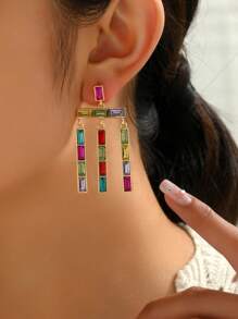 2入組水鑽裝飾耳環 - 彩色 - 查看 5