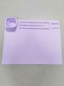 1pc Solid Color Silicone Drawing Pad, Simple Multi-grid Washable Drawing Pad For Drawing - Purple - View 1