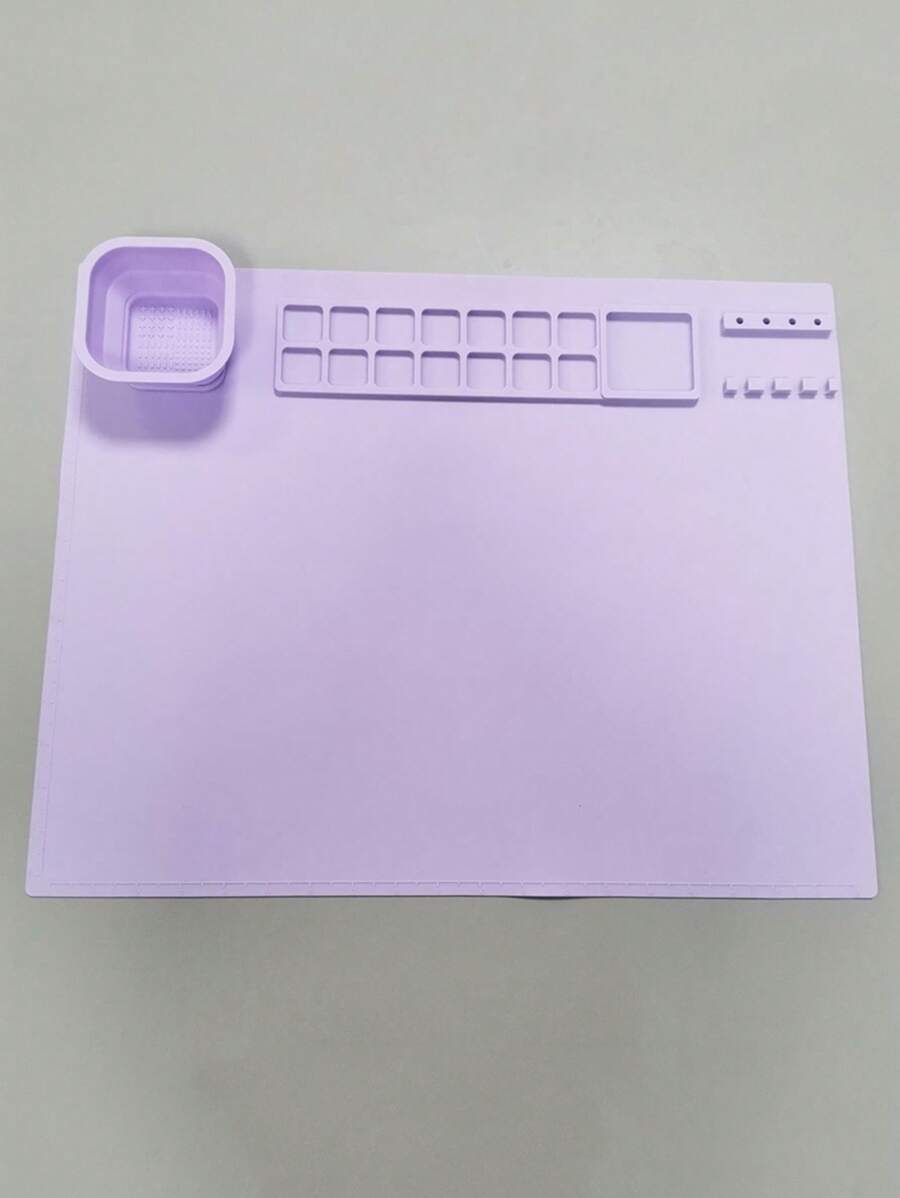1pc Solid Color Silicone Drawing Pad, Simple Multi-grid Washable Drawing Pad For Drawing - Purple - View 1