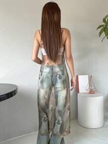 DAZY Tie Dye Mesh Cami Top Without Bra - Multicolor - View 2