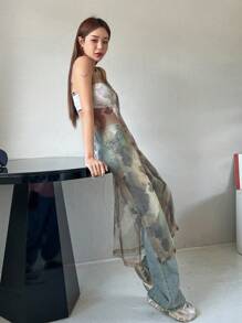 DAZY Tie Dye Mesh Cami Top Without Bra - Multicolor - View 6