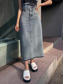 DAZY High Waist Denim Skirt Jeans Skirt - Medium Wash - View 1