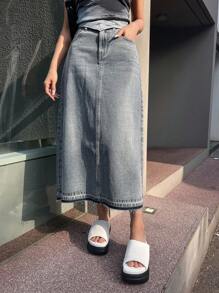 DAZY High Waist Denim Skirt Jeans Skirt - Medium Wash - View 2