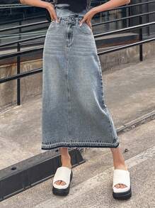 DAZY High Waist Denim Skirt Jeans Skirt - Medium Wash - View 8