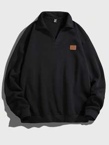 Manfinity Hypemode 男士寬鬆拼湊細節掉肩款套頭衫 - 黑色 - 查看 4