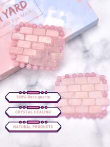 1 對優質天然玉石眼罩睡眠面膜玫瑰石英粉色眼貼抗衰老熱或冷使用石眼罩抗皺減少眼紋和頭痛 - 淺粉色 - 查看 4