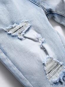 Manfinity LEGND Hombres Shorts en mezclilla desgarro crudo - Lavado ligero - Ver 3