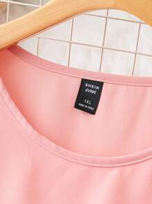 SHEIN LUNE Đầm Plus Size Chấm bi Dễ thương - Màu Hồng baby - Xem 3