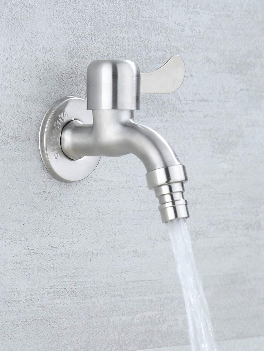 1pc 1/2 Inch Stainless Steel Faucet, Casual Silver Letter Embossed Kitchen Faucet For Home - Champagne - View 1