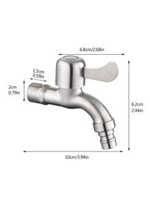 1pc 1/2 Inch Stainless Steel Faucet, Casual Silver Letter Embossed Kitchen Faucet For Home - Champagne - View 3