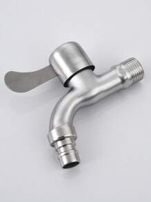 1pc 1/2 Inch Stainless Steel Faucet, Casual Silver Letter Embossed Kitchen Faucet For Home - Champagne - View 4