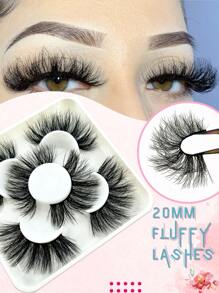 3 Giường đôi Sai Lông mi 20mm Cuộn tròn Lông mi lông tơ Da chồn nhân táo Lông mi - màu đen - Xem 1