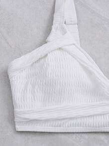 Bañador bikini liso corte alto - Blanco - Ver 7